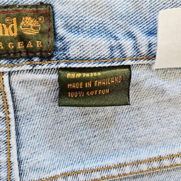 Vintage Reworked Timberland Upcycled Y2K Denim Embroidered Patchwork Skirt 12 - Picture 11 of 15